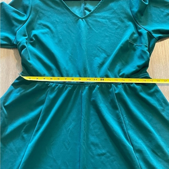 Lane Bryant Women’s Midi Dress Size 20 Green Ruched Waist 3/4 Sleeve Pull Over - Picture 11 of 14